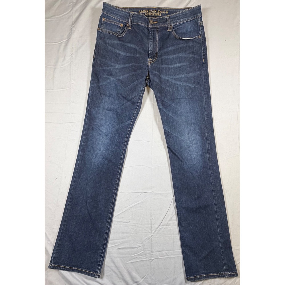 American Eagle Outfitters Slim Straight Jeans Mens 34x34 Dark Wash Stretch Denim